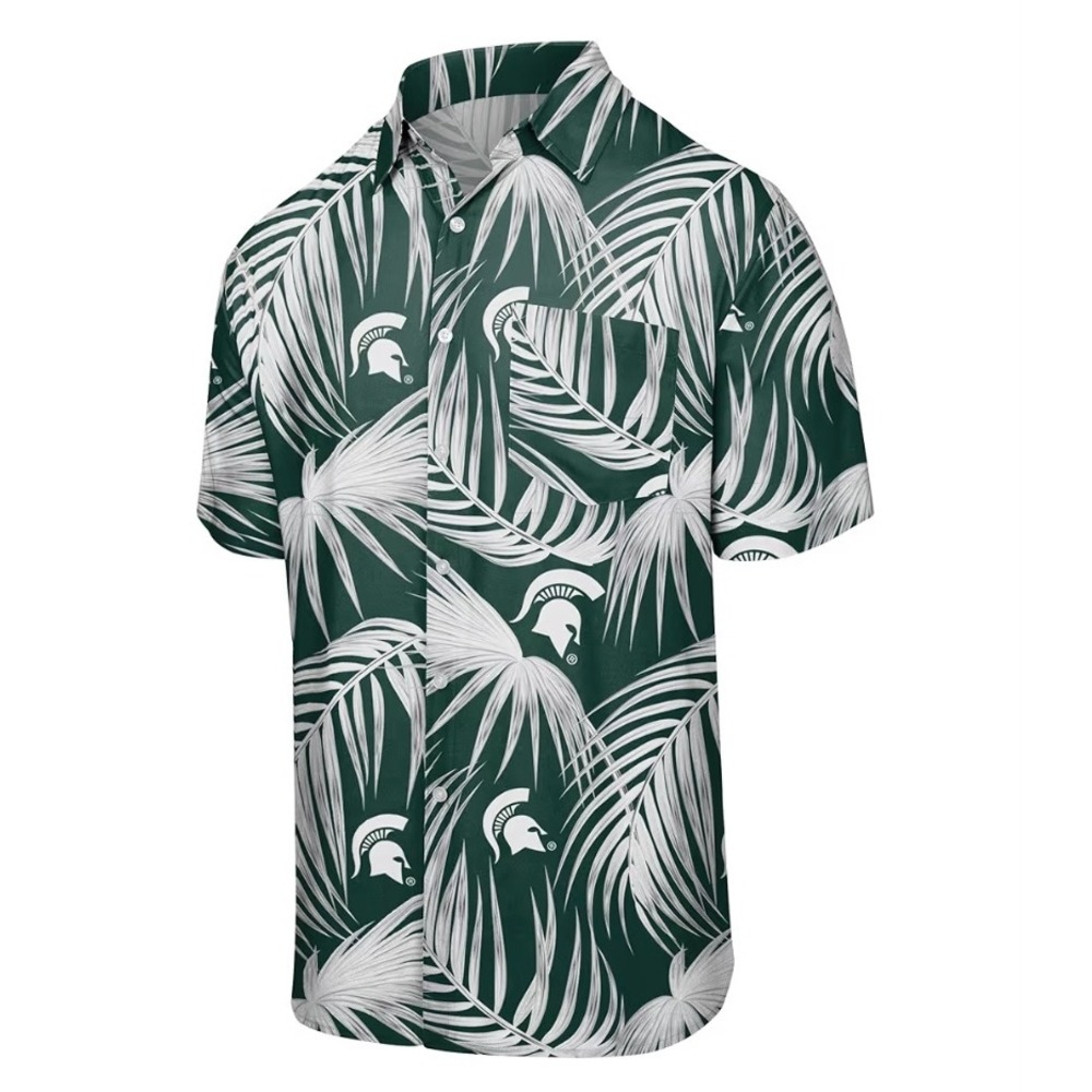 FOCO Michigan State‎ Spartans Floral Tropical Hawaiian Button Up Shirt Mens XXL